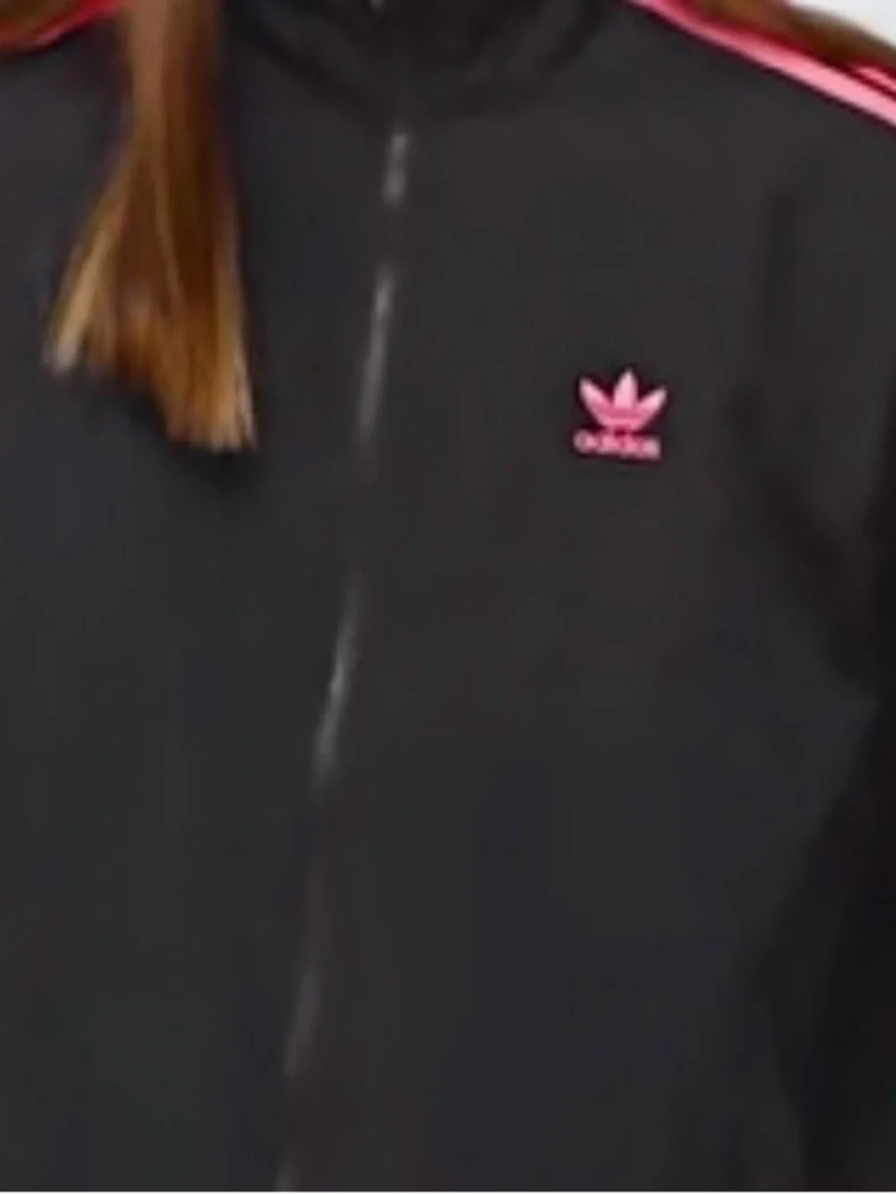 Adidas Black Track Set includes jacket and Pants with Pink Three-Stripes